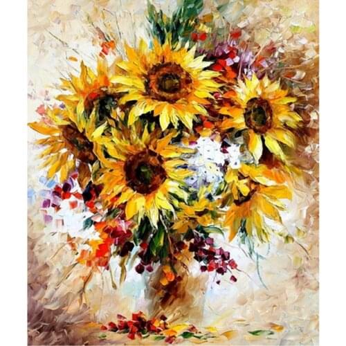 Frameless diy paintings by numbers flowers wall decor diy picture oil painting on canvas for home decor 4050 sunflower happiness