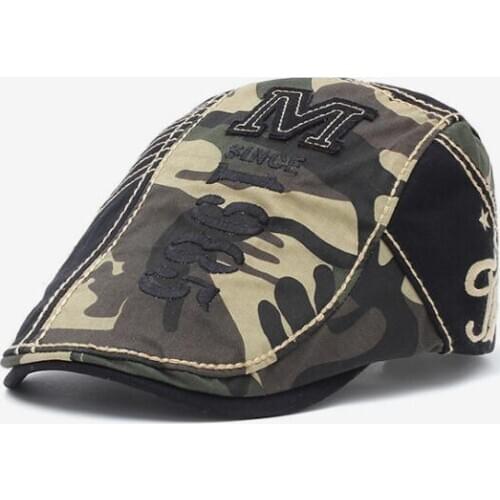 Brand JAMONT Adjustable Peaked cap men and women stitching camouflage outdoor casual embroidery letter beret hat