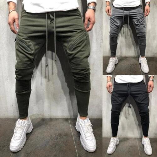 Pencil Pants Joggers Sweatpants Men Hip Hop Sweatpants Multi-Pocket Skin Friendly Cotton Blend Men Sports Gym Pants for Jogger