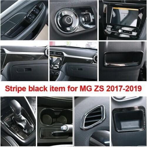 Stripe black item for MG ZS 2017-2019 Interior trim gear panel Central control glass switch Decorative frame Stainless steel