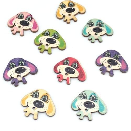 50pcs Cute Dog Wooden Buttons Puppy Shape Buttons for Kids,Sewing Accessories,Garment Buttons 7NK230