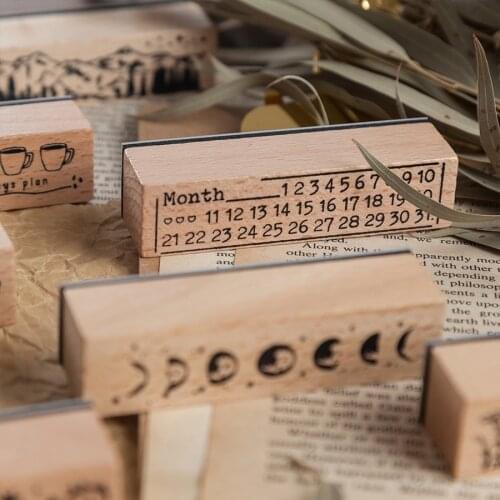 Vintage Month Plan phase of the moon Wood stamp DIY wooden Rubber Stamps for scrapbooking stationery scrapbooking standard stamp