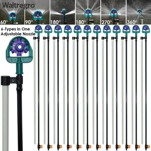 Garden Watering Irrigation Nozzles Adjustable Angle Sprinklers 60/90/180/270/360 Degree on 50CM Filberglass Stake Greenhouse
