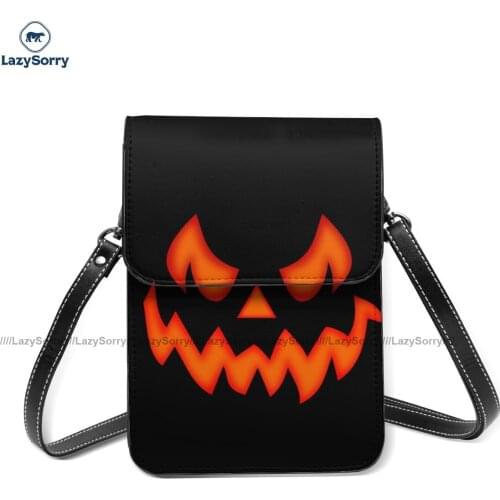 Halloween Pumpkin Shoulder Bag Fashion Funny Mobile Phone Bag Leather Work Female Bags