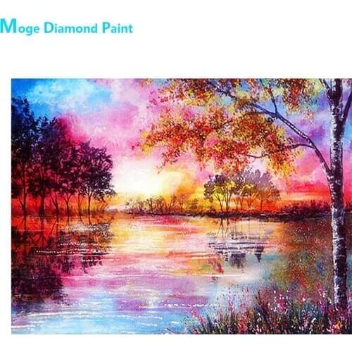 Colorful Sky Lake Scenery Diamond Painting Round Full Drill Nouveaute DIY Mosaic Embroidery 5D Cross Stitch Oil Scenic Pattern