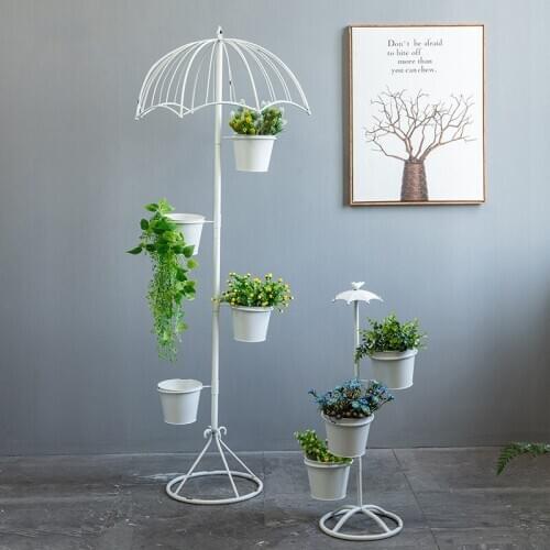 Creative umbrella plant support rack balcony courtyard floor-to-ceiling wrought iron flower rack hanging orchid combination outd