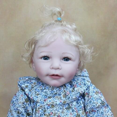 55 CM Soft Silicone Reborn Baby Rooted Blonde Hair Girl Doll Toy Lifelike Cloth Body Realistic 22 Inch Princess Toddler Bebe
