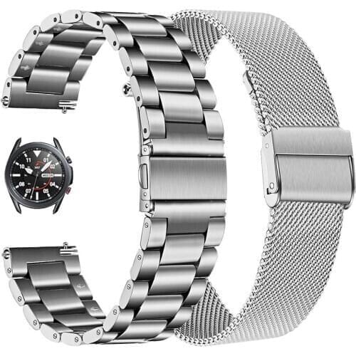 Strap Sets for Samsung Galaxy Watch 3 Band 20mm 22mm Solid Stainless Steel Bracelet for Galaxy Watch 41mm 45mm Mesh Loop Straps