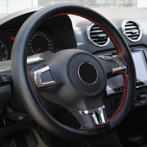 38cm DIY genuine leather Car Steering Wheel Cover For Volkswagen Lavida MAGOTAN Sagitar Passat Santana Bora tiguan