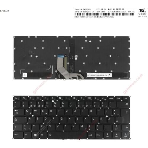 German QWERTZ New Replacement Keyboard for Lenovo Yoga 910-13ikb Yoga 5 pro Laptop Black with Backlit NO Frame