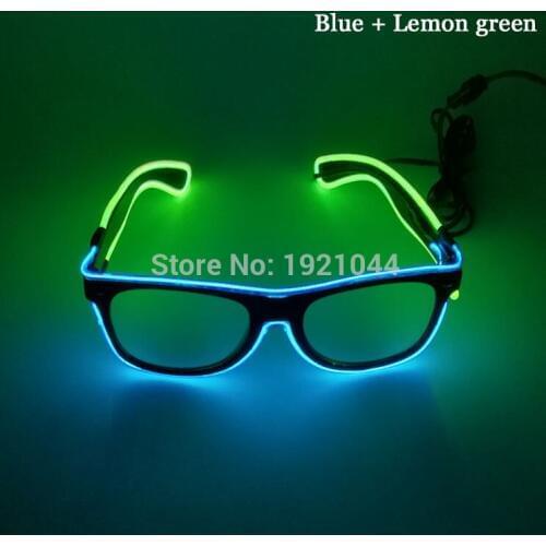 Newest Powered By DC-3V 50pcs Flashing EL Wire 5 style Double color Glasses Cold Light Flexible Neon Party Decoration