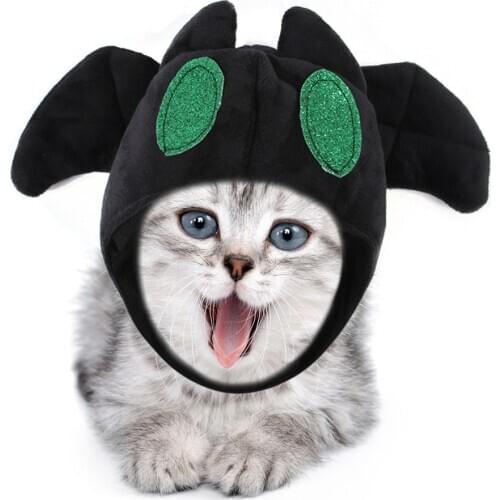 Pet Dog Cat Clothes Halloween Hat For Cat Cute Shapes Bat Headgear Decoration For Halloween Adjustable 26~31cm Velcro Cat Hat