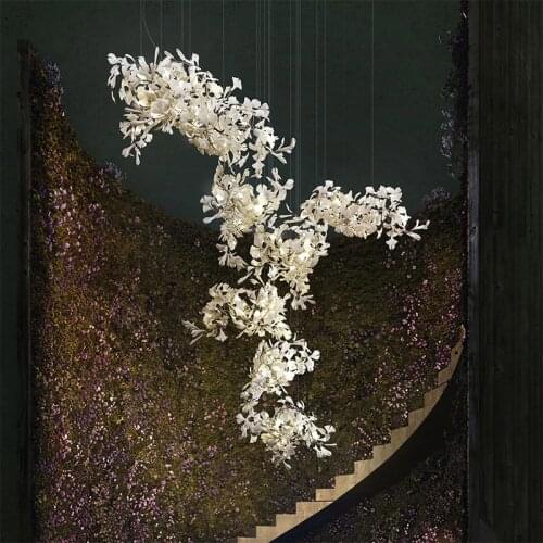 Villa atrium hall petal chandelier living room dining room light design sense light luxury custom lamps