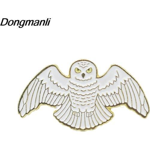 P4486 Dongmanli Hedwig Owl Enamel Pins and Brooches Fashion Collar Lapel Backpack Bags Badge Gifts Jewelry