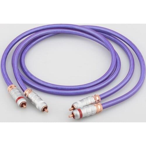 Pair VDH OCC copper silver plated HiFi Audio RCA interconnect cable with RCA plug Analog HIFI Cable