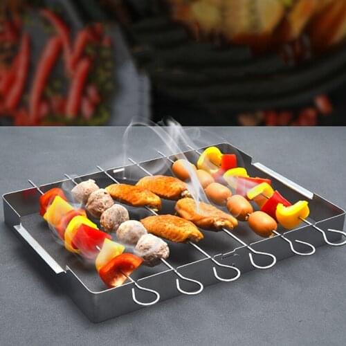 Portable silver Stainless Steel BBQ Grill Folding BBQ Grill Mini Pocket BBQ Grill Barbecue Accessories For Home Park Use