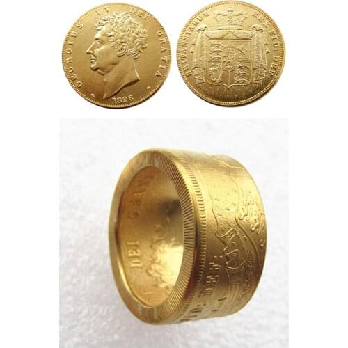 UK 5 Pounds '1826' Gold Plated Ring Handmade In Sizes 8-16