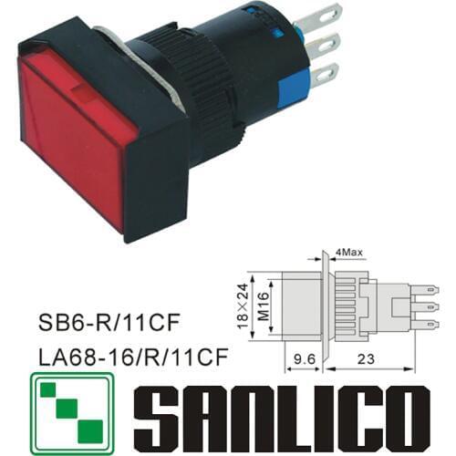 Rectangular Head Push Button Switch XB6EDA41P XB6EDA31P LA68 LAS1 LAY16 SB6R/11CF Momentary Spring Return 16mm