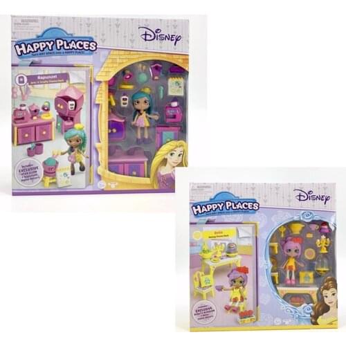 Disney Happy Places Belle Rapunzel Princess Dining Theme Play House Toys Fun Princess Action figure Children Party Toy Gift