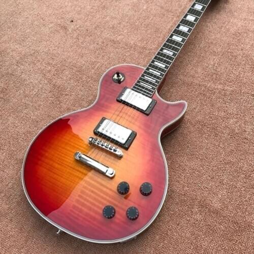 Silver hardware, rosewood fingerboard, tiger maple top guitar, electric guitar, free delivery