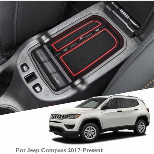 Car Styling Car Armrest Storage Box For Jeep Compass 2017-Present LHD Console Armrest Storage Box Cover Auto Accessories