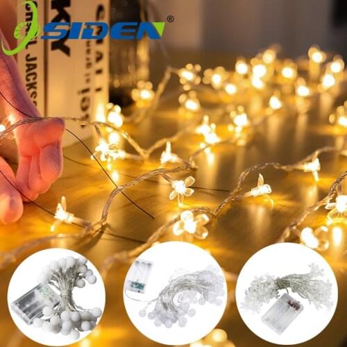 Battery Power LED Fairy Lights String Crystal Ball/Globe/PeachBlossom Outdoor Lamp Garland Christmas Holiday Wedding Party Decor