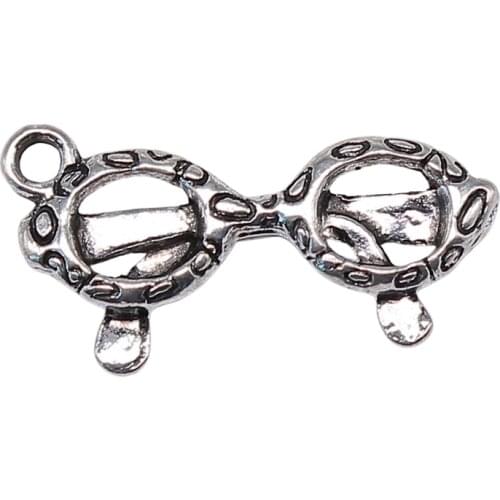WYSIWYG 20pcs Charms Sunglasses Glasses 21x20mm Tibetan Silver Color Pendants Antique Jewelry Making DIY Handmade Craft