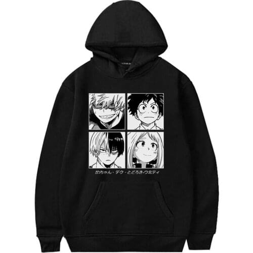 Japanese Anime My Hero Academia Hoodie Funny Manga Cosplay Midori Idku·Bang Jiao Frozen Printed Costume Unisex Oversized Sleeves