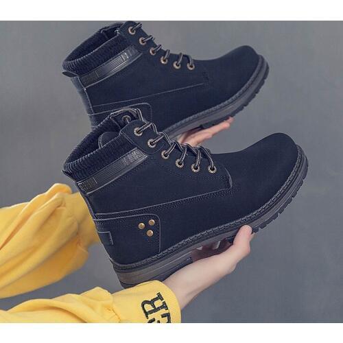 Sneakers women snow boots 2021 new casual shoes woman autumn winter ankle boots women solid lace-up ladies shoes booties