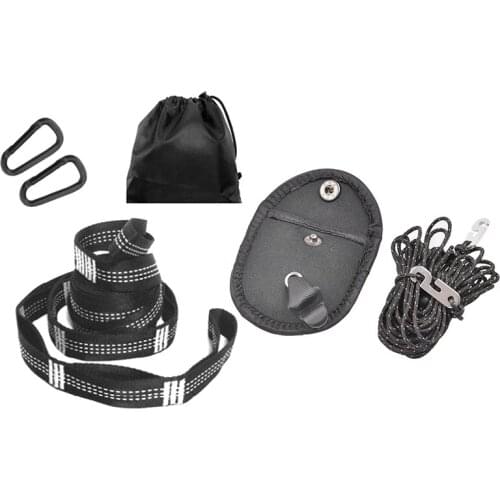 1 Set Hammock Straps with D Carabiners Storage Bag & 1 Pcs Portable Clothesline Windproof Clothes Rope Drying Rack