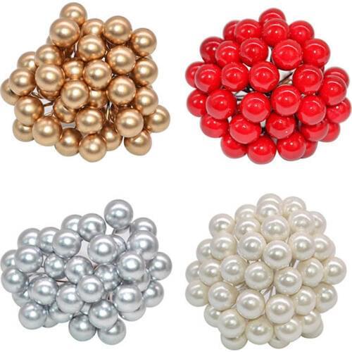 100pcs 1cm Mini Artificial Flower Fruit Stamens Cherry Christmas Plastic Pearl Berries for DIY Gift Box Card Decorated Wreaths