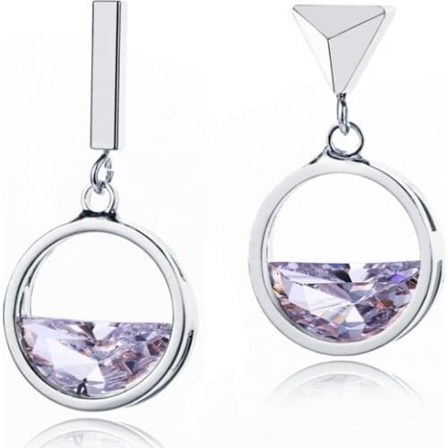 2019 Fashion Jewelry Crystal from Swarovskis Earrings Sterling Zircon Japanese and Korean Style Asymmetric Earrings