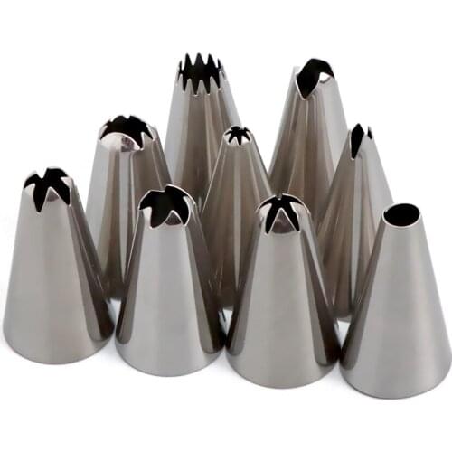 9Pcs/Set Metal Piping Tips Cake Decorating Set Kitchen DIY Cake Icing Piping Cream Cake Decorating Tools Baking Supplies Kit