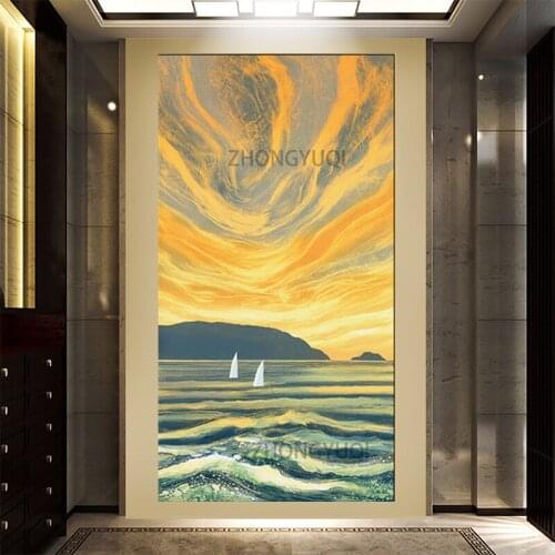 Nordic Abstract Art Landscape canvas painting posters and print wall art pictures for living room dinning room stairs mural