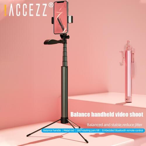 !ACCEZZ Bluetooth Selfie Stick Ring Light With Tripod Button Foldable Handheld Remote Extendable Stand For iPhone 11 Huawei IOS