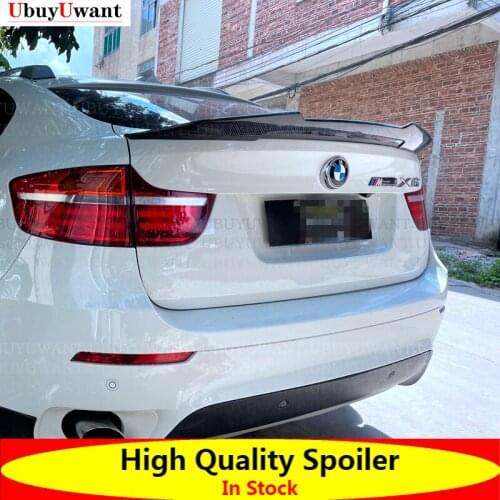 PSM Style Real Carbon Fiber Car Rear Trunk Boot Lip Car Spoiler Wing For BMW X6 E71 E72 2008-2014 Carbon Rear Trunk Wings
