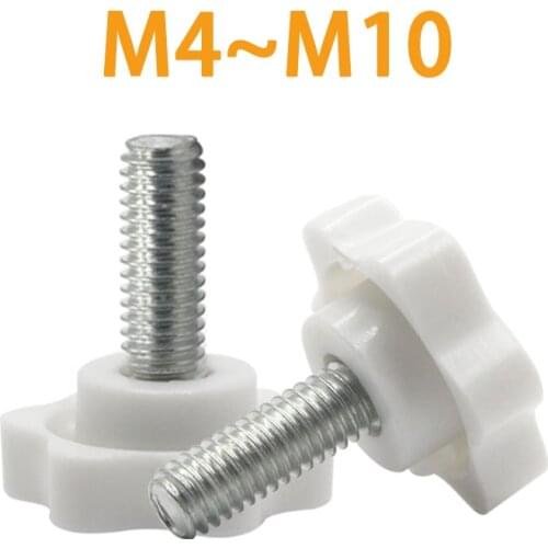 White Star Shape Thread Clamping Handle Bolt Bakelite Hand Knob Tightening Screw Industry Equipment Plastic Steel M4 M5 M6M8M10