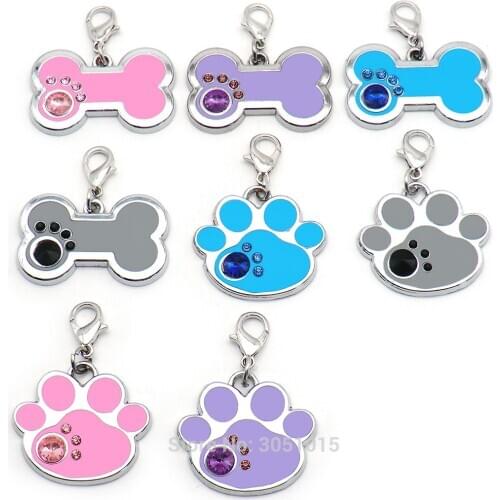 20pcs Dog Tag Engraved Pet Dog Collar Accessories Name Tags Pendant Anti-lost Pet supplies Personalized Cat Puppy ID Tag Paw