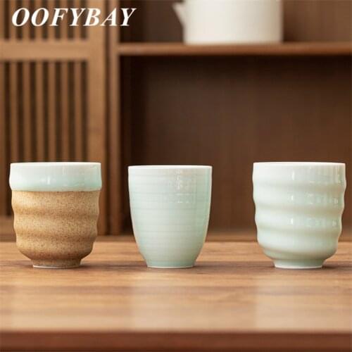 Longquan Celadon Coarse Pottery Tea Cup Handmade Espresso Coffee Mug Ceramic Office Teacups Tumbler Drinkware 300/350/275ML