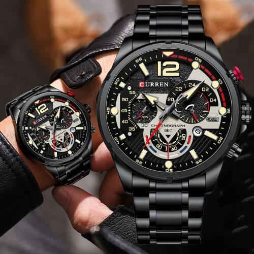 CURREN New Sports Watches man Top Brand Luxury Business Chronograph Wristwatch Stainless Steel Waterproof Quartz Clock Relogio