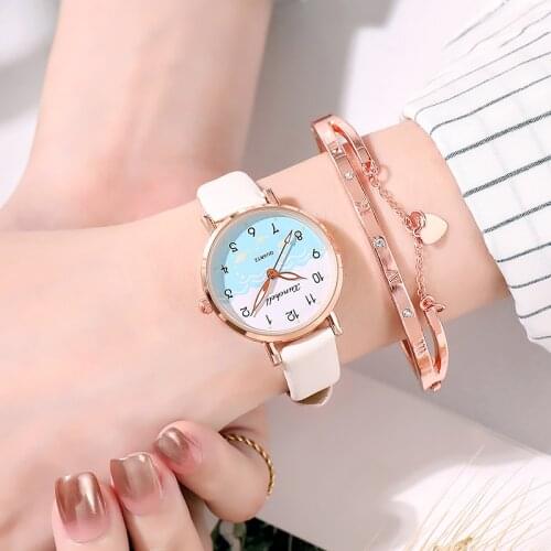 Sell Like Hot Cakes Ladies Elementary School Student Fashion Watch Set Cute Girl Watch Kids Analog Children Quartz Wristwatch