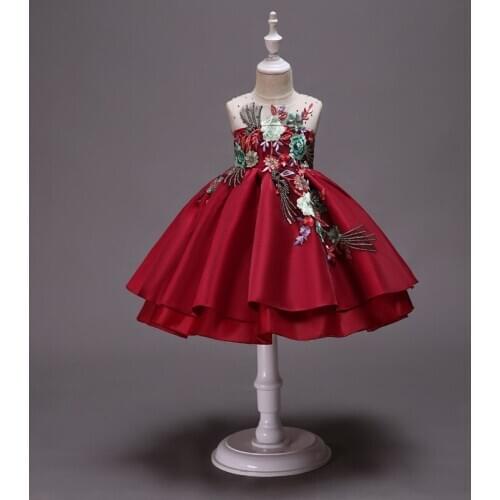 2019 Beautiful Flower Rustic Applique Flower Kids Dresses Bow Fluffy Tulle Ball Gown Pageant Dress Wedding Evening