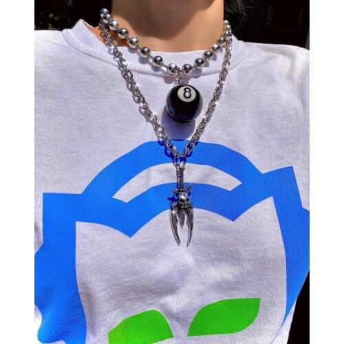 European and American Exaggerated Punk Skull Men and Women Fashion Hip-hop Couple Pendant Silver Color Vintage Ornament Necklace