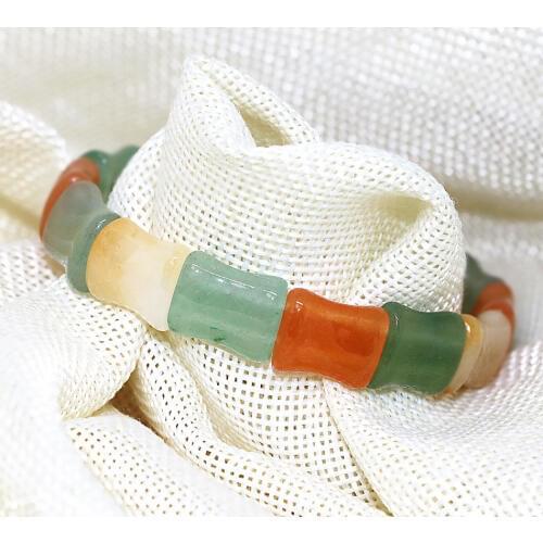 Hot sale natural stone 12*15mm multicolor chalcedony agat beads special design fashion women gift bracelet jewelry 7.5inch B1690