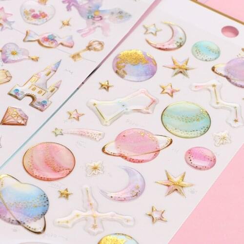 Hot Sales 1 Piece Top Quality 3D Epoxy Crystal Mobile Phone Stickers Cute Star Moon Horse Cartoon DIY Decoration for iPhone
