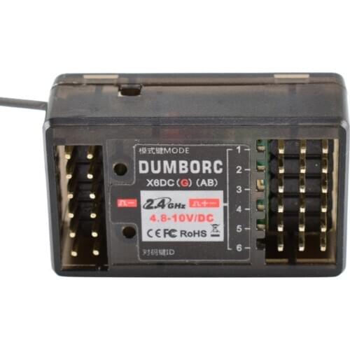 Good Sale DUMBORC X6DCG 2.4G 6CH Light Servo and Motor Control Receiver with Gyro for X6 Transmitter RC Car Boat Transmitter