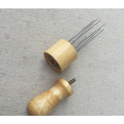 Wood felting needle with 8 needles for wool needlepoint felting DIY handmade tools suitbale for flat Coaster