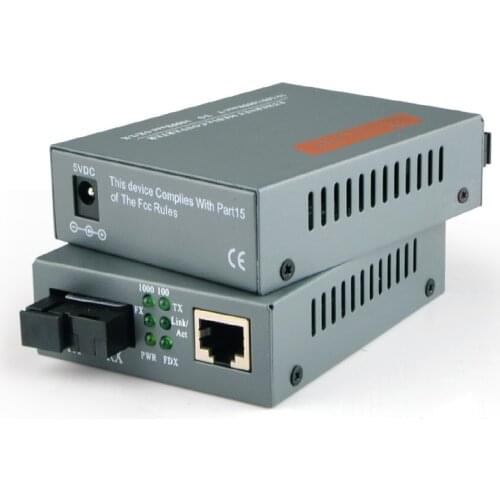 1 Pair Media Converter HTB-3100/HTB-GS-03 Gigabit Fiber Optical Single Mode Single SC Port External Power Supply 10/100/1000M