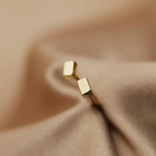 Fashion Small Stud Earrings Geometric Square Minimalism S925 Jewelry For Women Party Punk Unusual Earrings Girls Birthday Gift