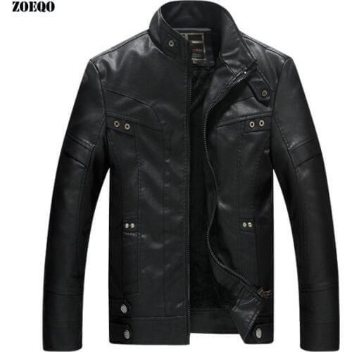 ZOEQO New Brand Men Motorcycle Biker leather jacket mens jaqueta de couro masculina pu leather jacket Men casual Black Coat